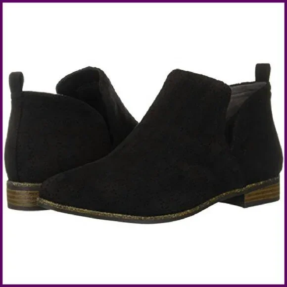 Women's Ankle Boots Size 7.5W Perforated Suede Slip-On Comfort